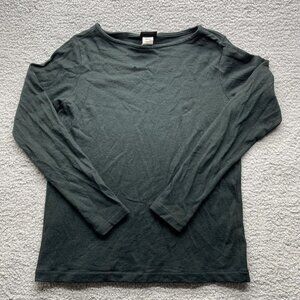 EILEEN FISHER Green 100% Wool Top Long Sleeve Crew Neck Size 0